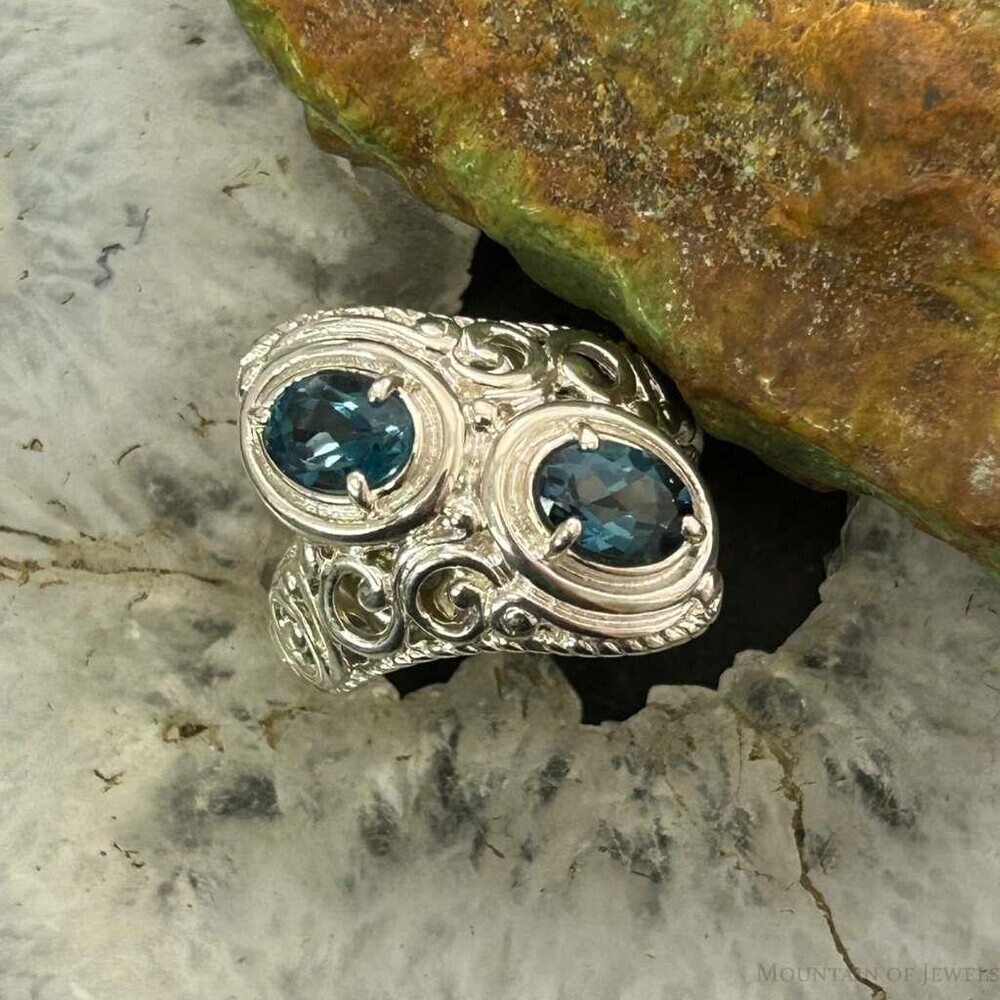 Carolyn Pollack Sterling Faceted London Blue Topaz Doublet Ring Sz 8 For Women